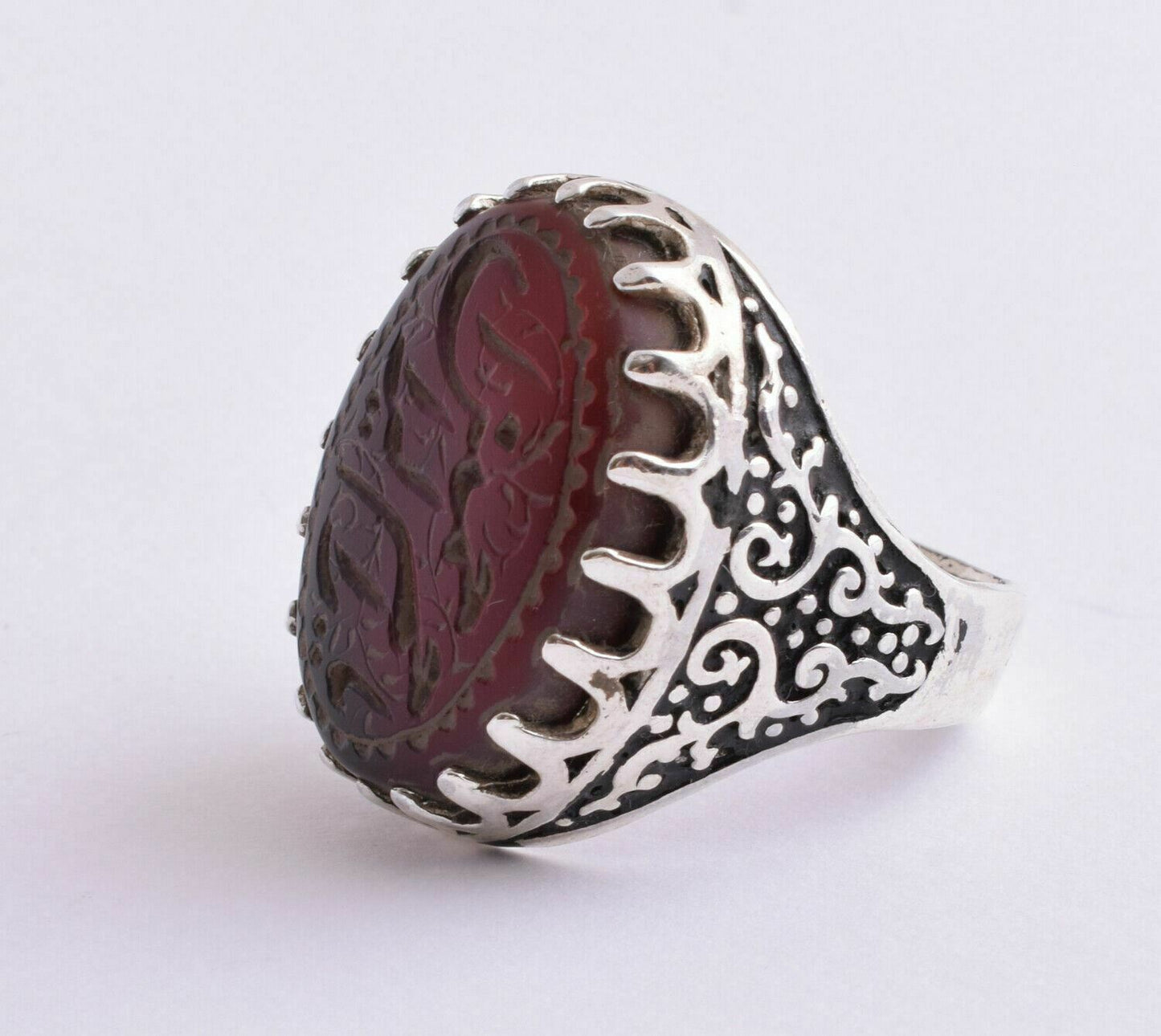 Islamic yemen- yemeni-kabdi agate aqeeq aqiq 925 Silver Men Ring- Quran