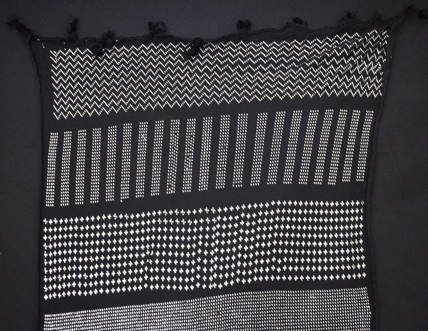 Black Egyptian Assuit Silver metal / net tulle fabric Wrap Shawl Scarf