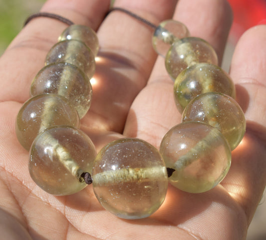 Libyan Desert glass Necklace 11 beads-1mm:21mm- 315ct-Meteorite Tektite-asteroid