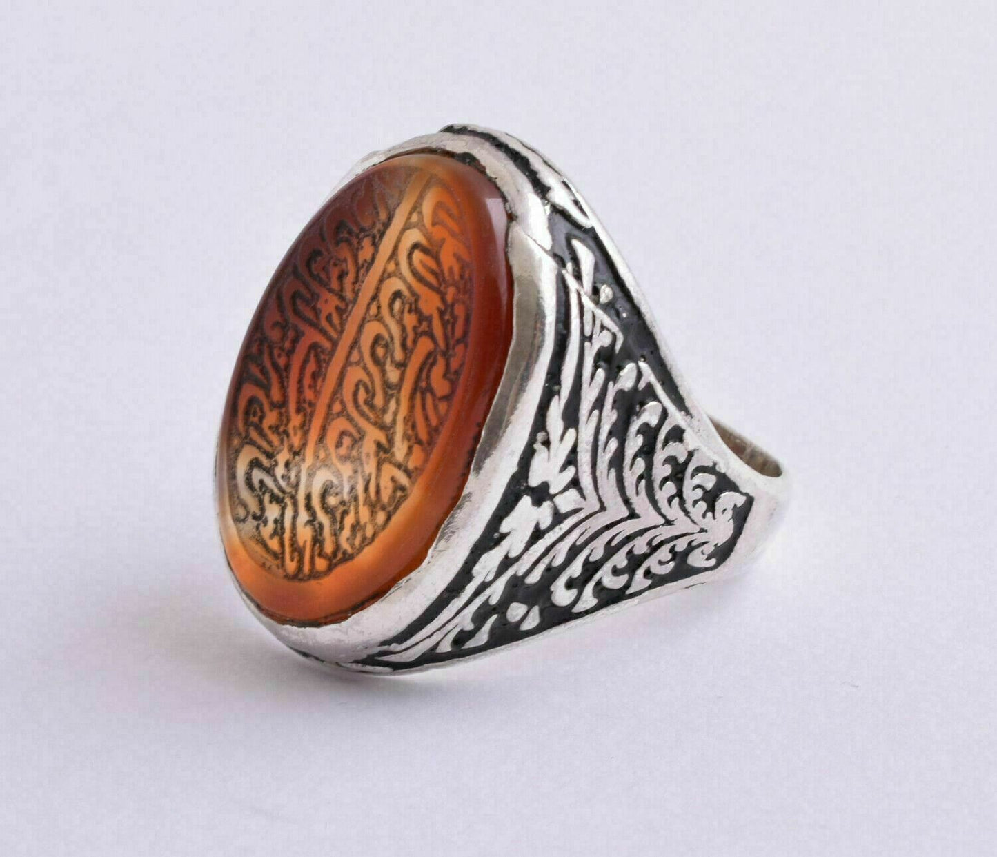 Agate aqeeq aqiq 925 Silver Men Ring- Quran-Islamic yemen- yemeni