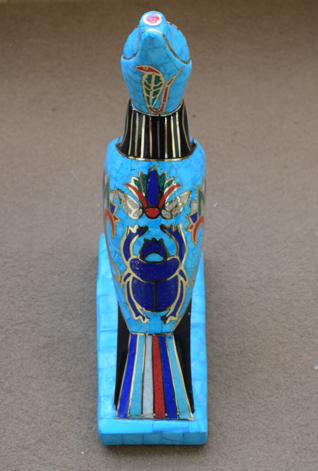 Egyptian Horus Statue-Blue inlay-Collectible Decorative-Revival/ 8.7"