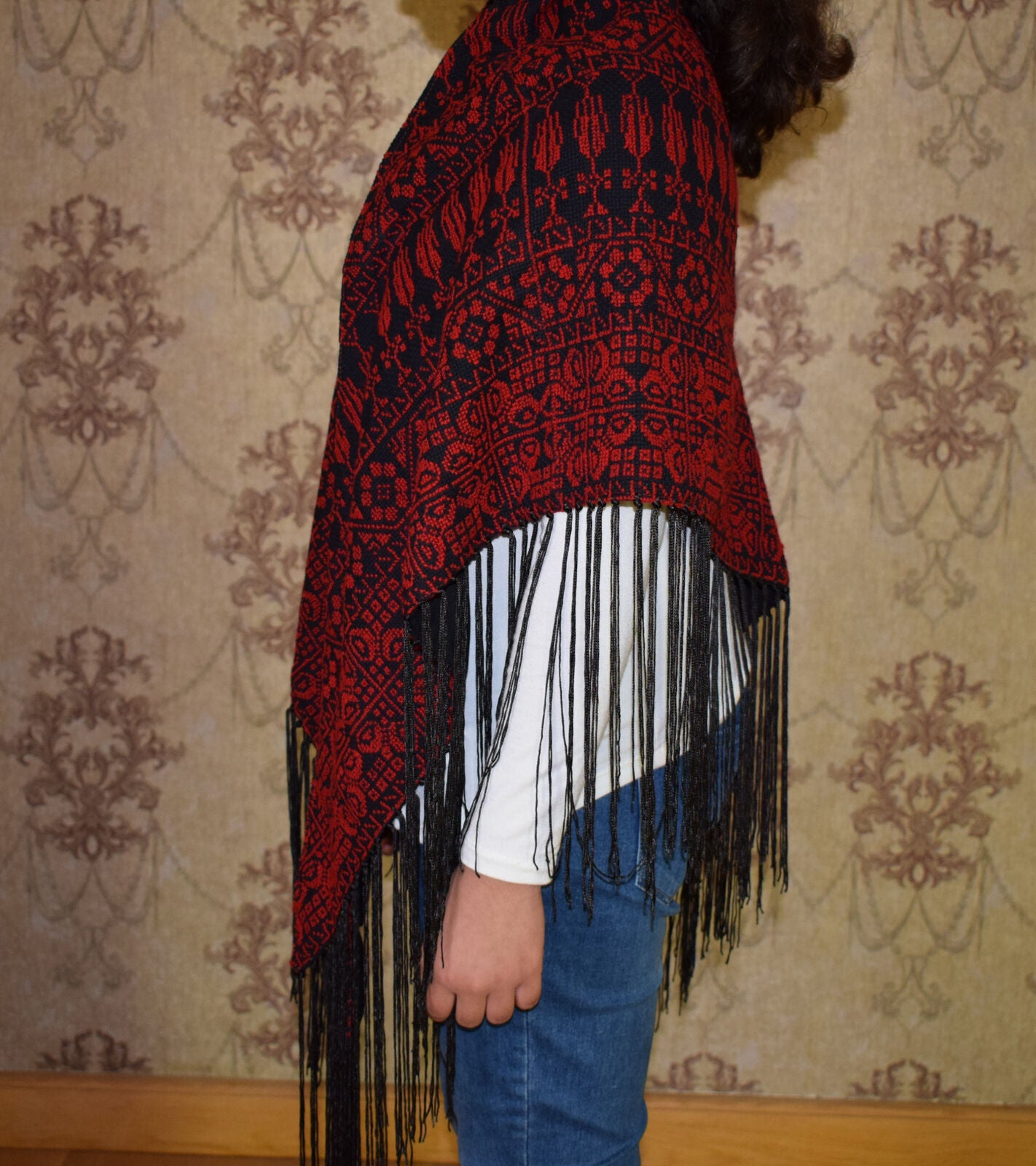 Hand Stitched embroidered Egyptian / Palestinian Bedouin Wrap Shawl Scarf