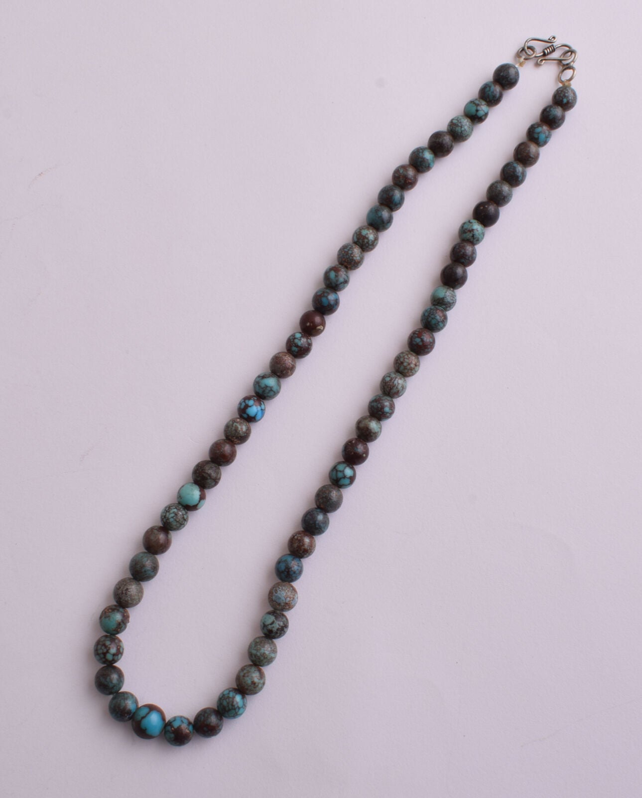 Egyptian Turquoise Spiderweb Necklace choker- round beads , 38 grams