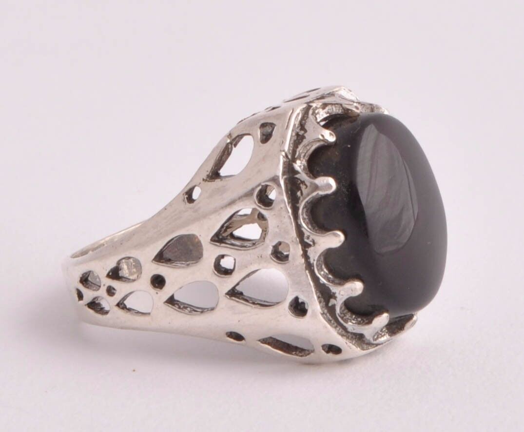 Silver kabdi Yemeni agate aqeeq aqiq Yemen Men Ring-yemen-yemeni/ عقيق كبدي-DHL