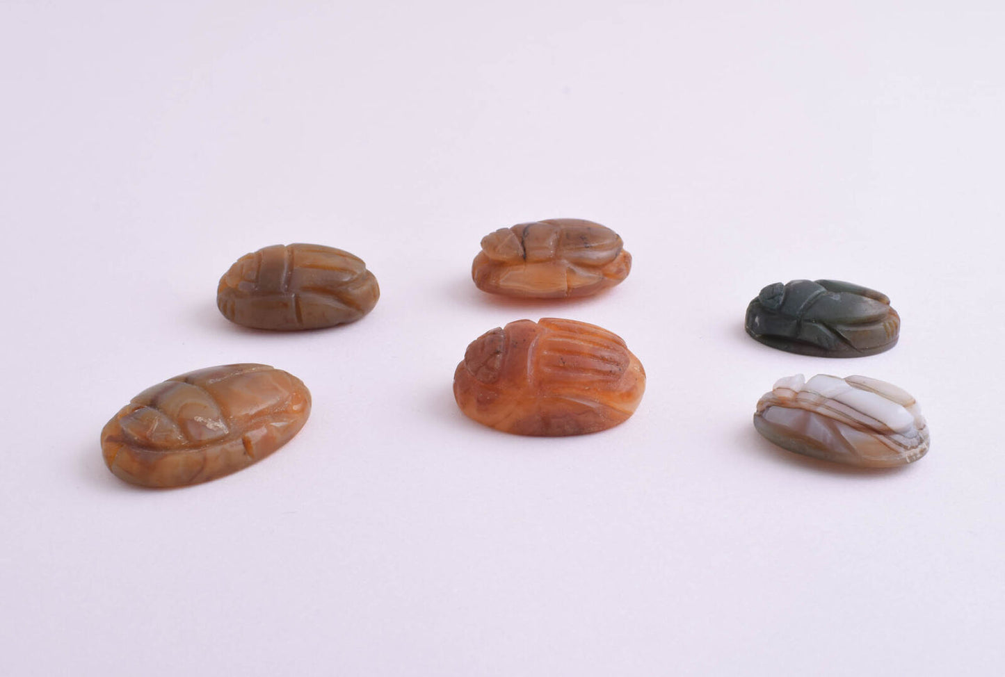 6 Egyptian Scarab-Hand Carved Egyptian Agate Scarab-Revival stone amulet