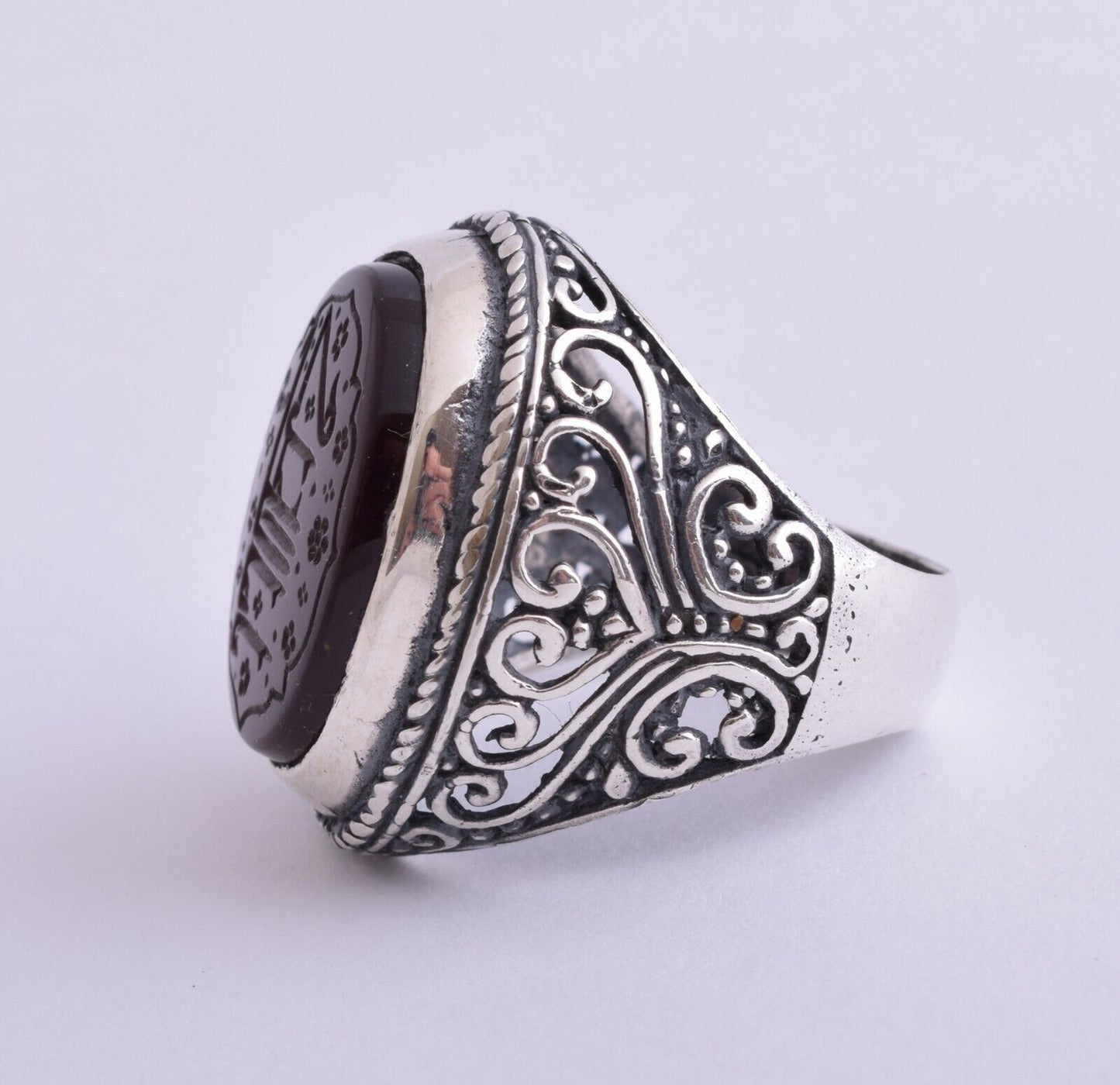 Islamic 925 sterling Silver Yemen agate aqeeq aqiq akik Men Ring-yemeni-DHL