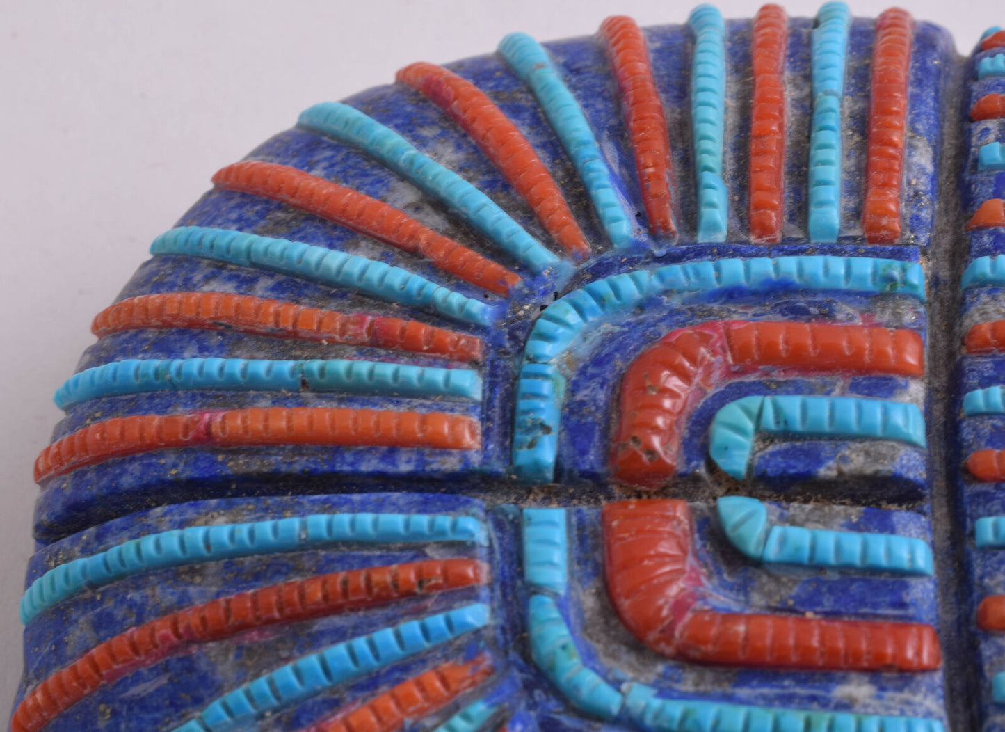 Lapis Lazuli Egyptian scarab,Turquoise, red coral, Horus Eye, 4.1" / 560 gram