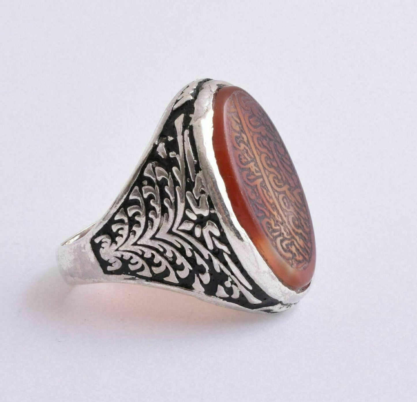 Agate aqeeq aqiq 925 Silver Men Ring- Quran-Islamic yemen- yemeni