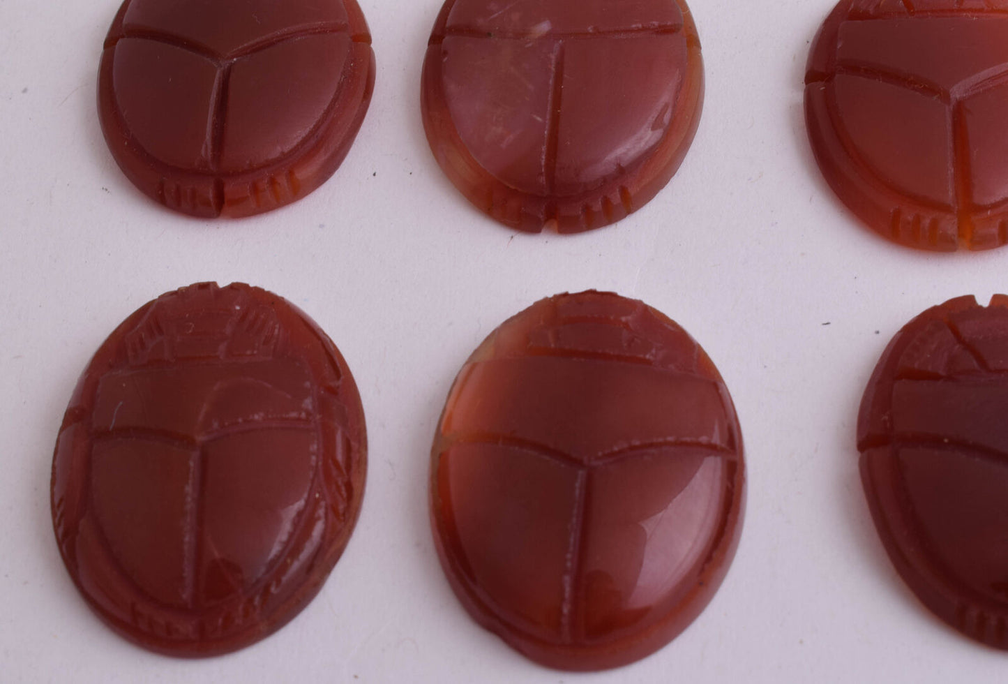 6 Egyptian Scarab-Hand Carved Egyptian Agate Scarab-Revival stone amulet