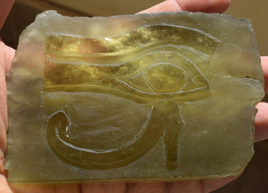 Libyan Desert glass-Eye of Horus-364 grams-Hand carved-Egypt-asteroid impact