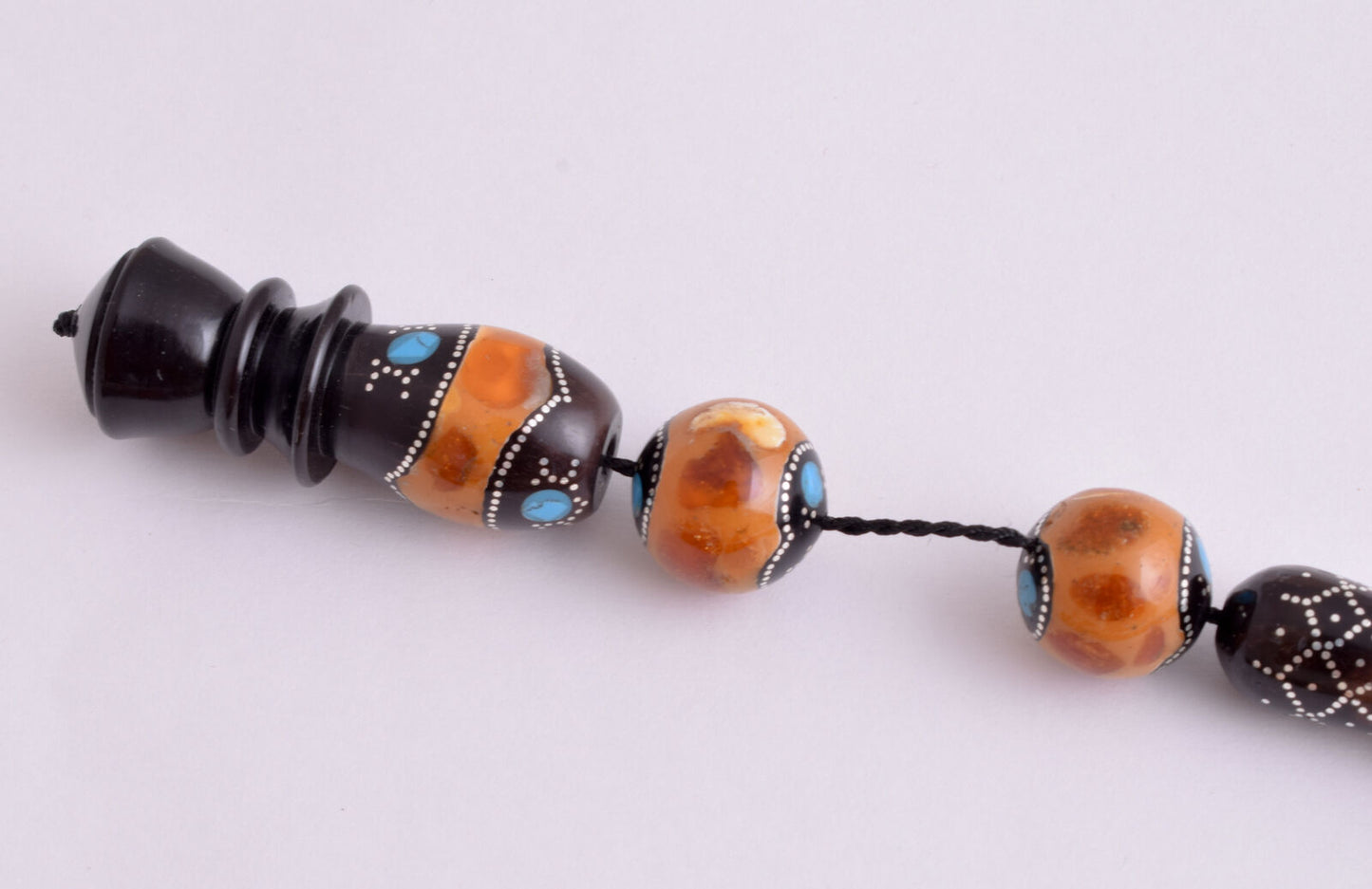 Kuka Islamic Prayer Beads-Worry Beads-Kuka,Silver & Amber nails- 186 gram - 19mm