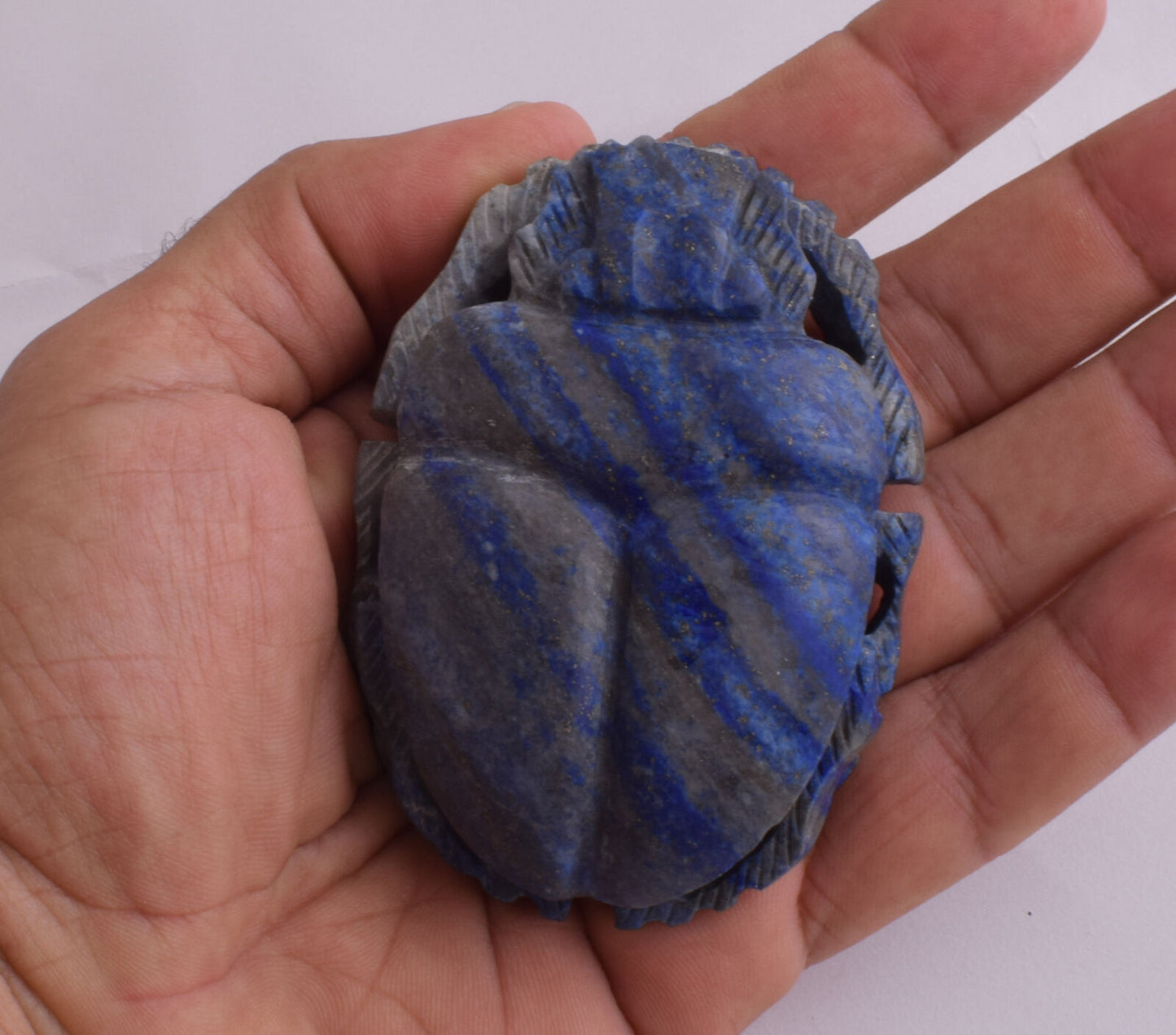 Egyptian Scarab-Carved Egyptian Lapis Lazuli Scarab- 3.4" /  243 gram