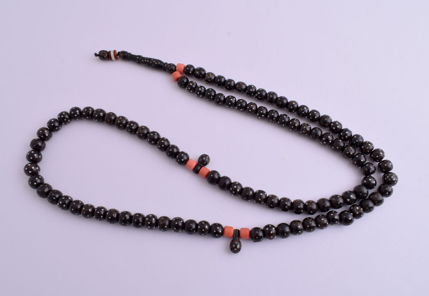 Antique black coral Yusr prayer beads-makawy Hejaz -106gr-يسر مكاوي قديم