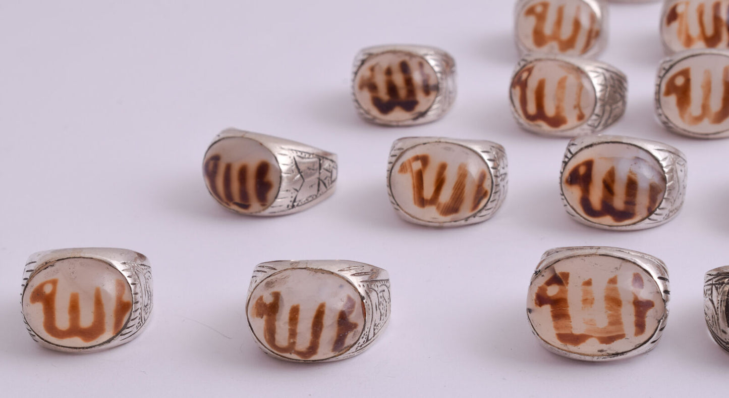 22 Islamic ALLAH rings collection, Yemen agate, men rings-Wholesale Lot