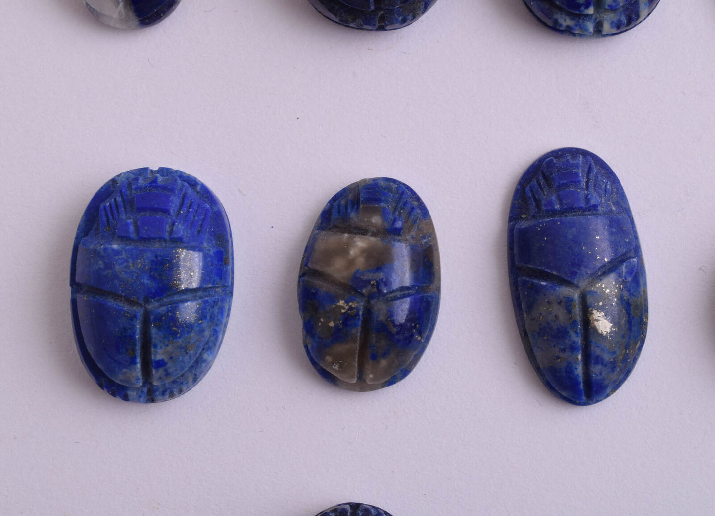 18 Egyptian Scarab-Hand Carved Egyptian lapis Lazuli Scarab-Revival stone