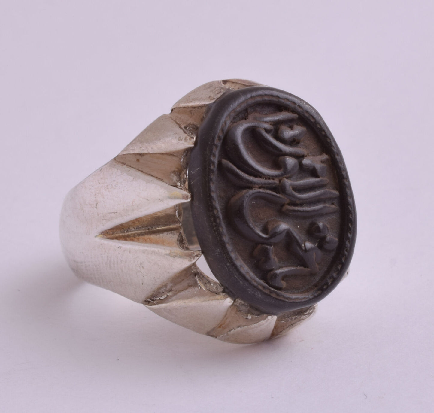 Hematite 925 Silver Men Ring- Quran-Islamic- Muslim Arabic,Persian engraved ring