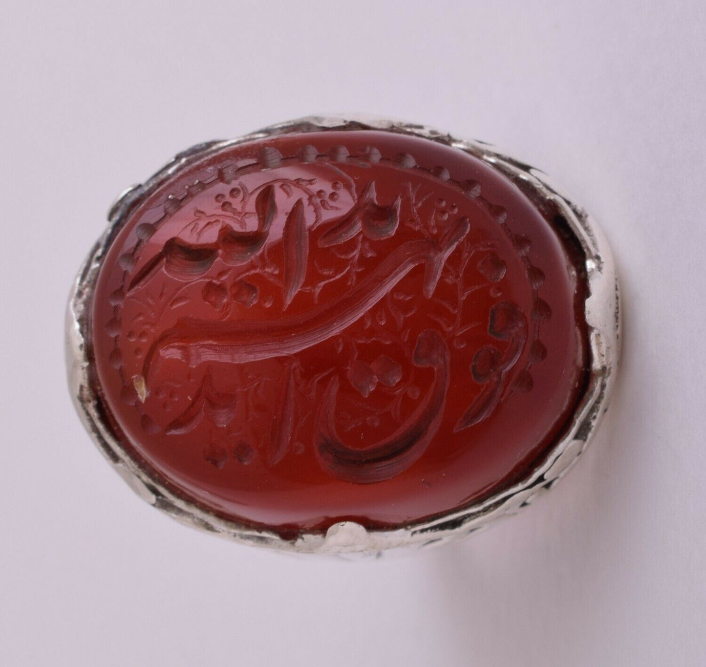 Islamic Silver Yemen agate hand engrave kabdi aqeeq akik Ring-يد الله فوق أيديهم