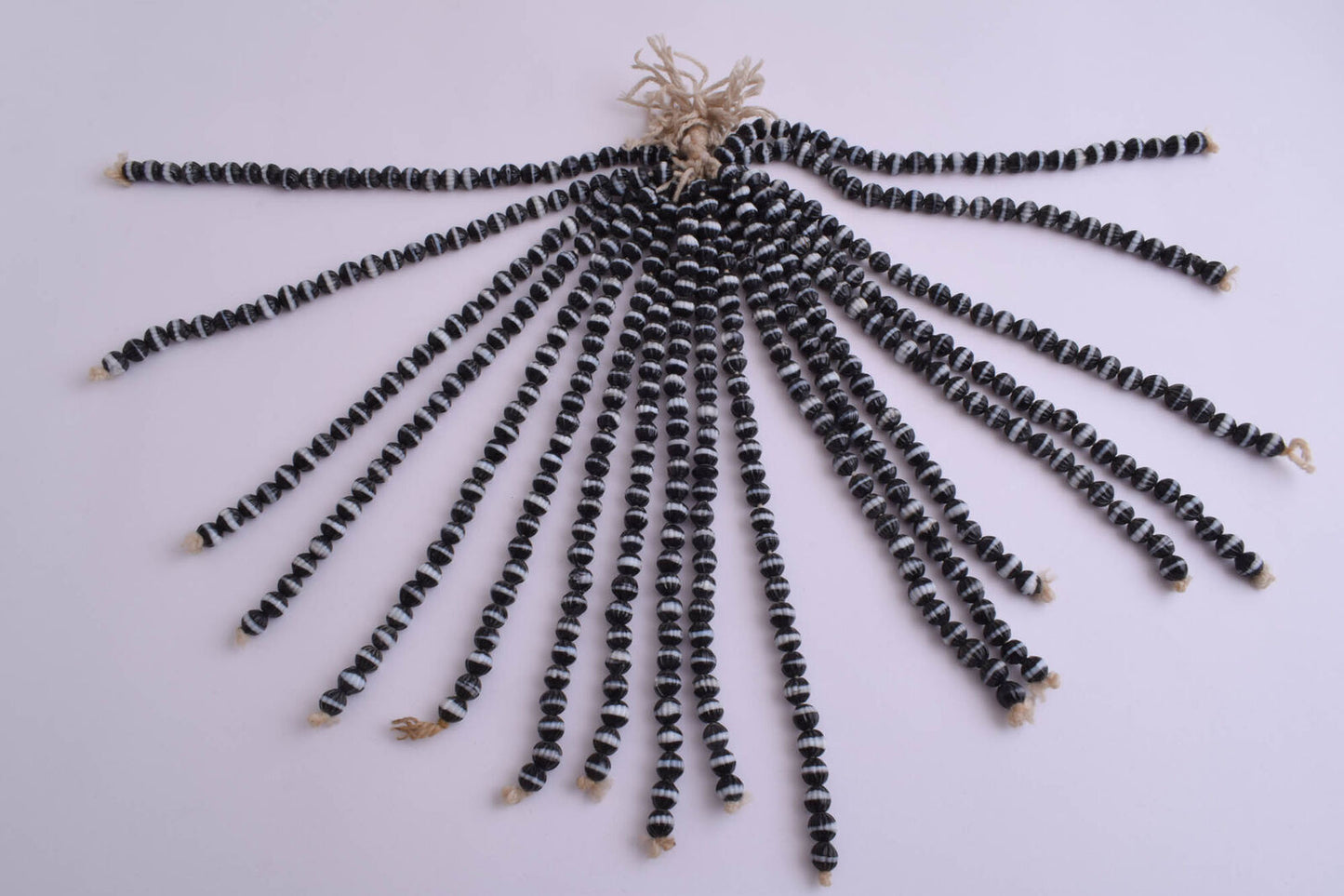 9 strands-Vintage African Glass Trade beads-Czech Bohemian Black-White Stripe