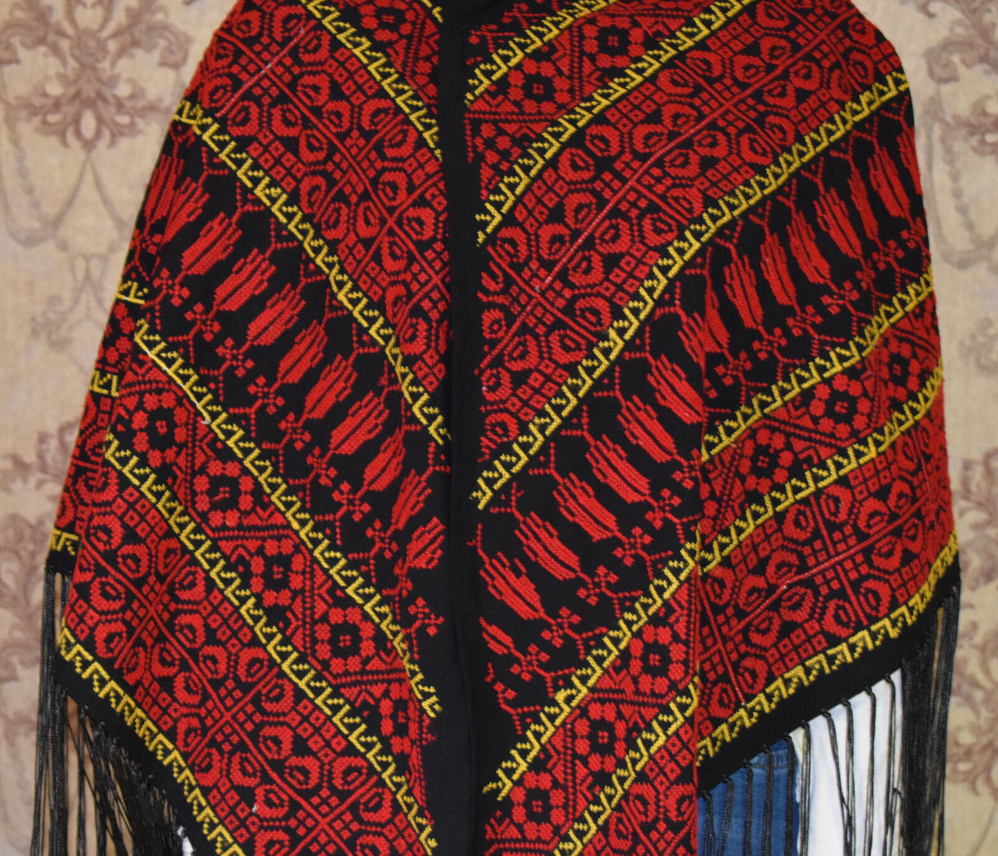 Hand Stitched embroidered Egyptian / Palestinian Bedouin Wrap Shawl Scarf