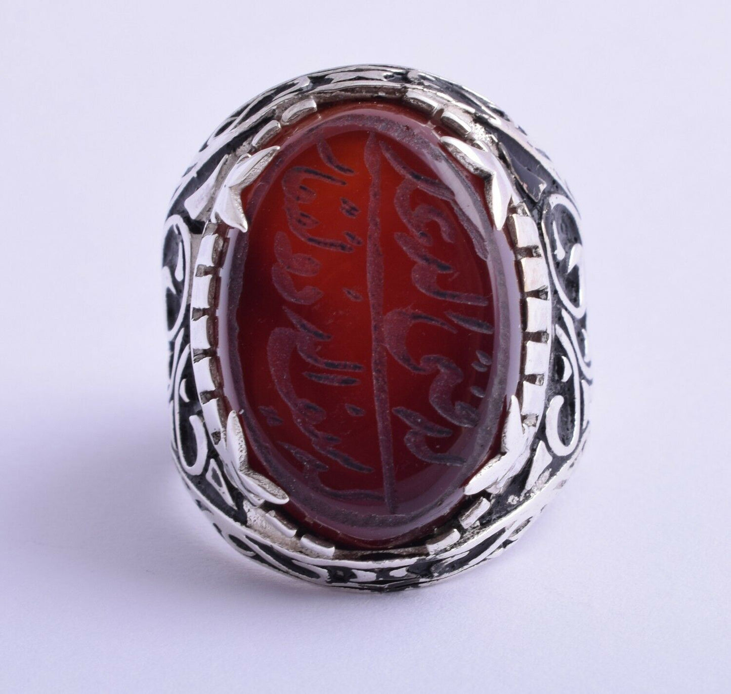 Yemeni Yemen kabdi Islamic agate aqeeq aqiq 925 Silver Men Ring- عقيق كبدي-DHL