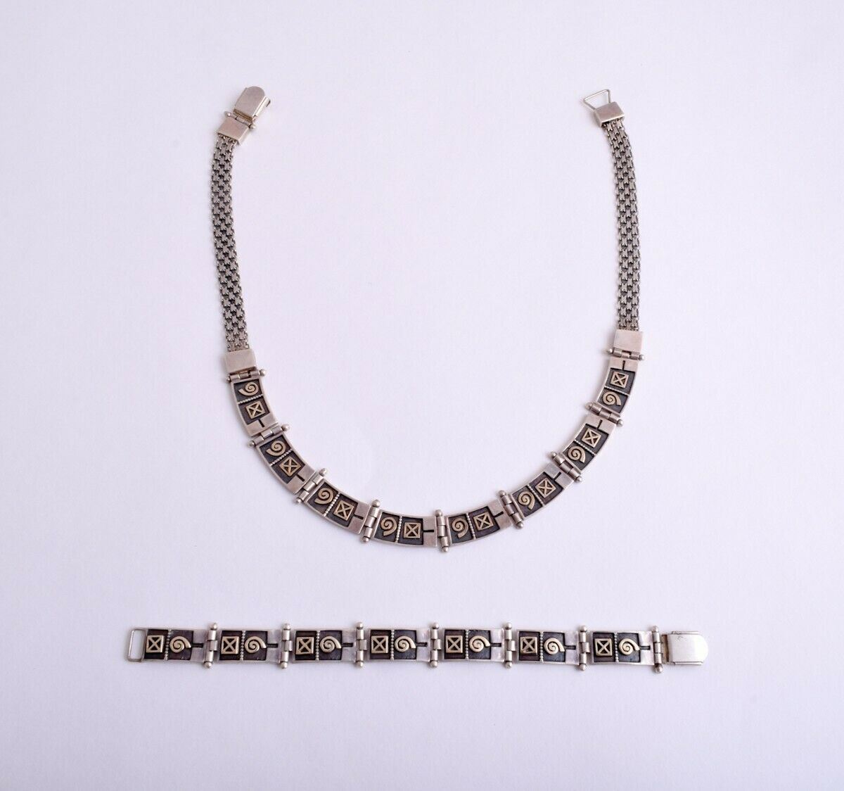 Vintage 925 silver/ 9k gold Native American Necklace & Bracelet set