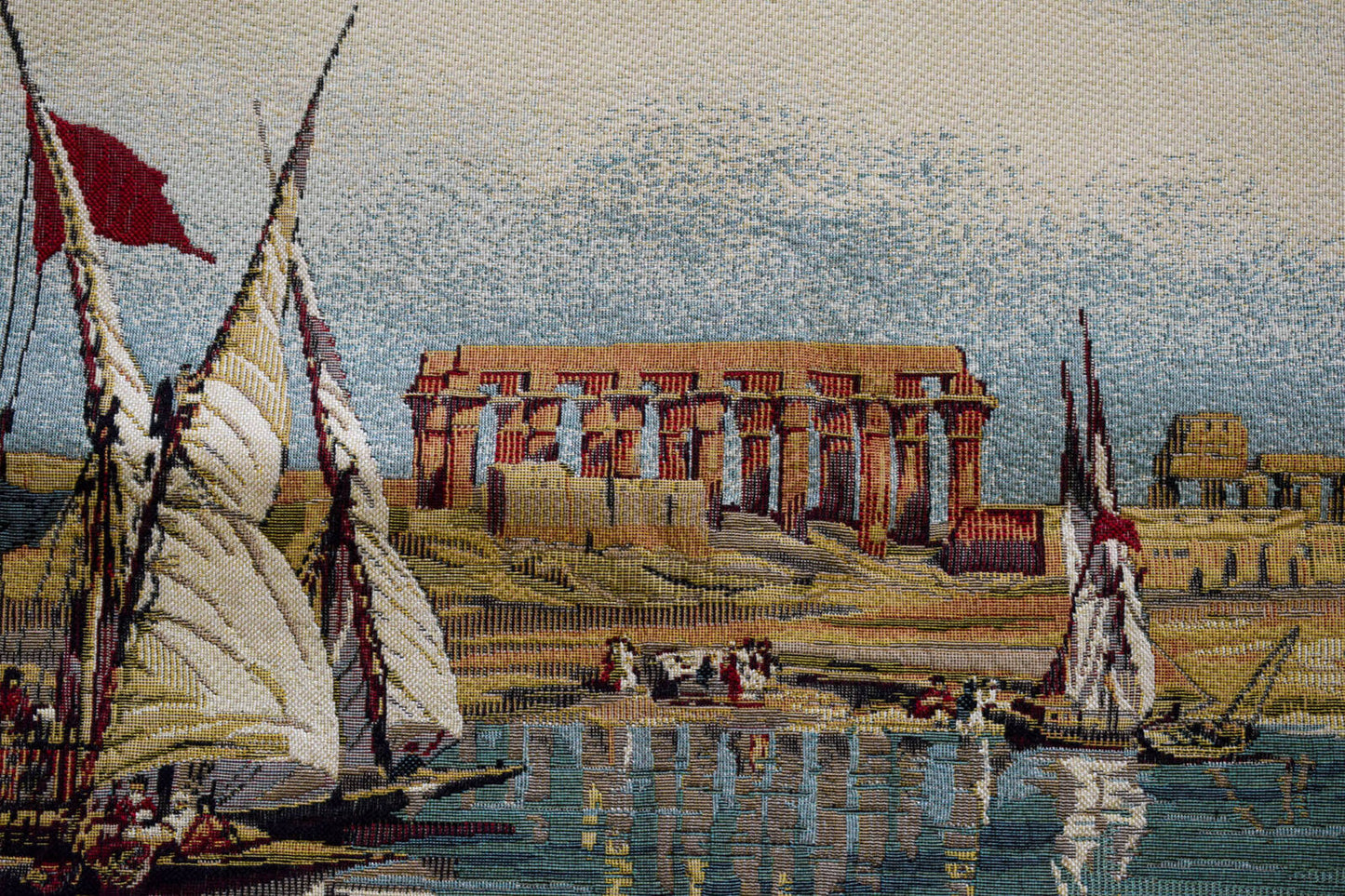 Dendera temple-Nile Egypt historic scene -Gobelin wall hanging tapestry