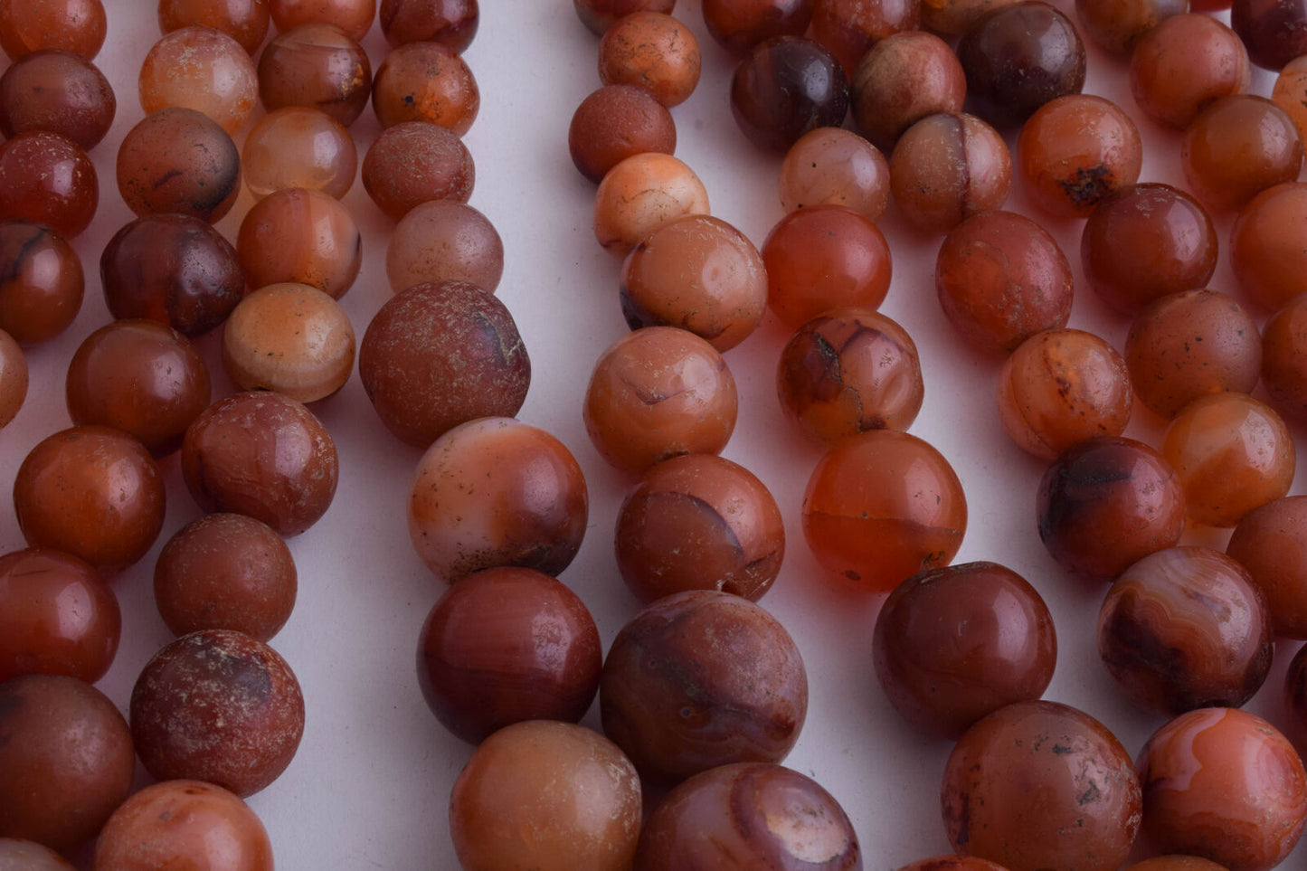 8 Antique old Carnelian round Agate beads Necklace-middle eastern