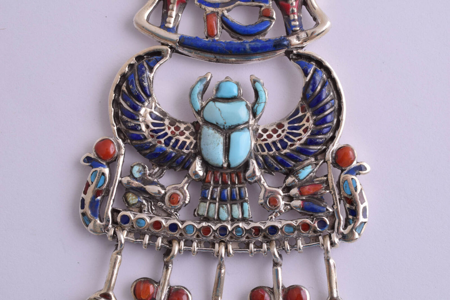 Winged Scarab Pendant of King Tut-Tutankhamun-Egyptian Silver Pendant Necklace