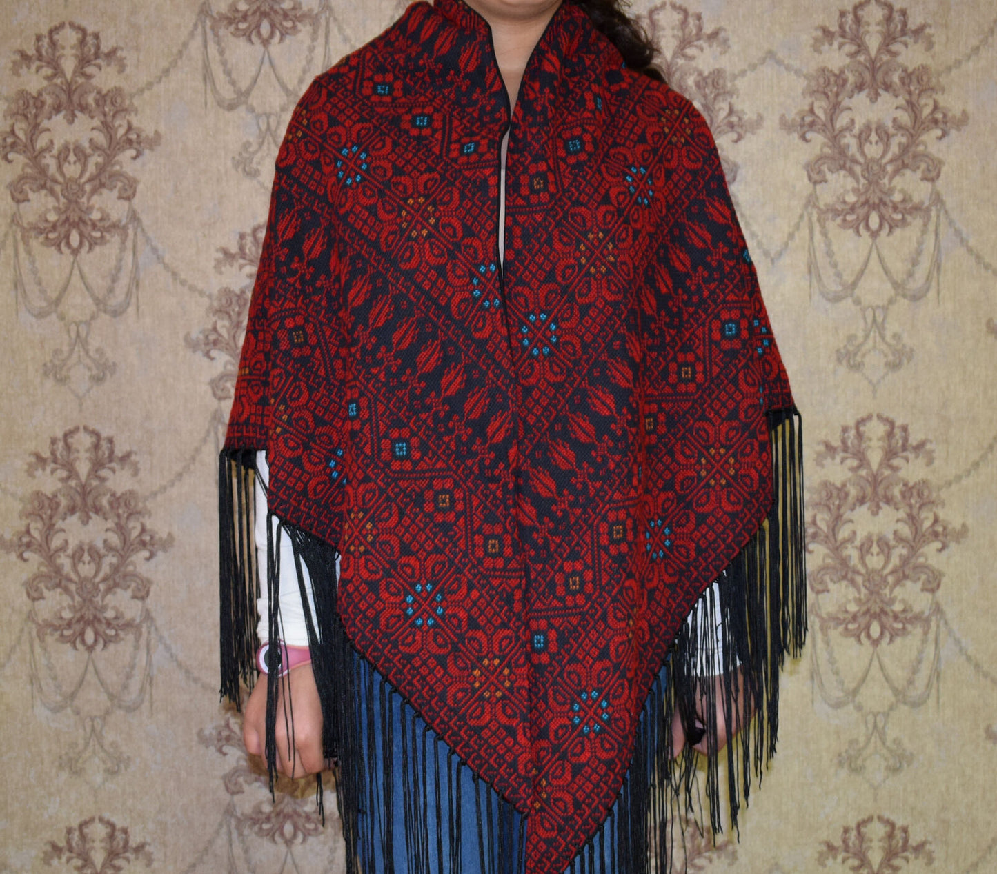 Palestinian Scarf, Embroidered Shawl, Egyptian Shawl, Bedouin Scarf, Hand Woven