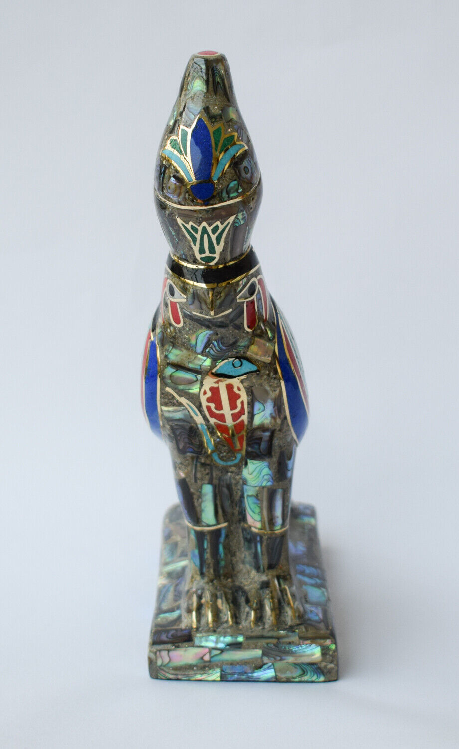 Egyptian Horus Statue-covered with Mother of Pearl-Decorative-Revival/ 8.7"