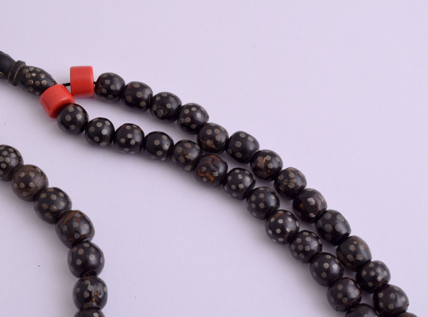 Antique black coral Makawy -Prayer beads-komboloi strand-70gram-يسر مكاوي قديم