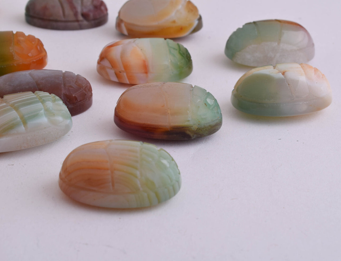 21 Egyptian Scarab-Hand Carved Egyptian Agate Scarab-Revival stone amulet