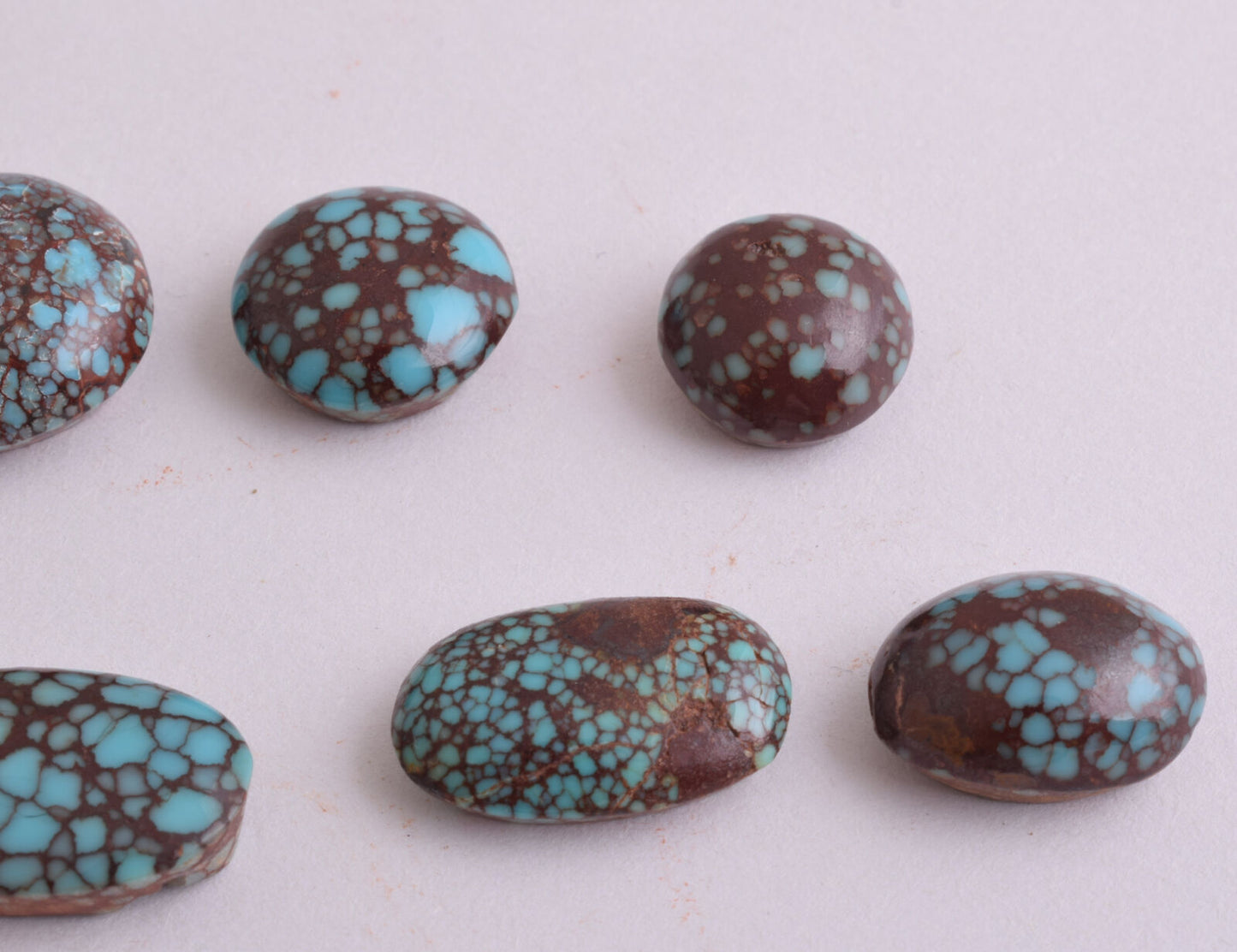 Egyptian Turquoise spiderweb Cabochon/ 7 Cab cabochon stone- 93 Carats-Lot