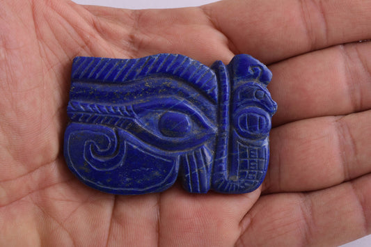 Egyptian Eye of Horus-Hand Carved blue Lapis Lazuli-Protective- 2.3" / 50 gram