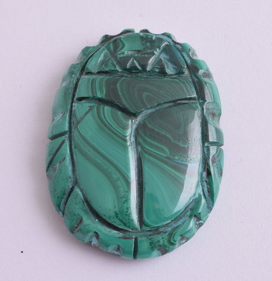 Egyptian Scarab-Carved egyptian Malachite SCARAB- 2.3" / 59 gram