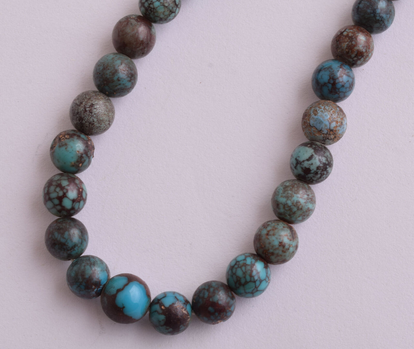 Egyptian Turquoise Spiderweb Necklace choker- round beads , 38 grams