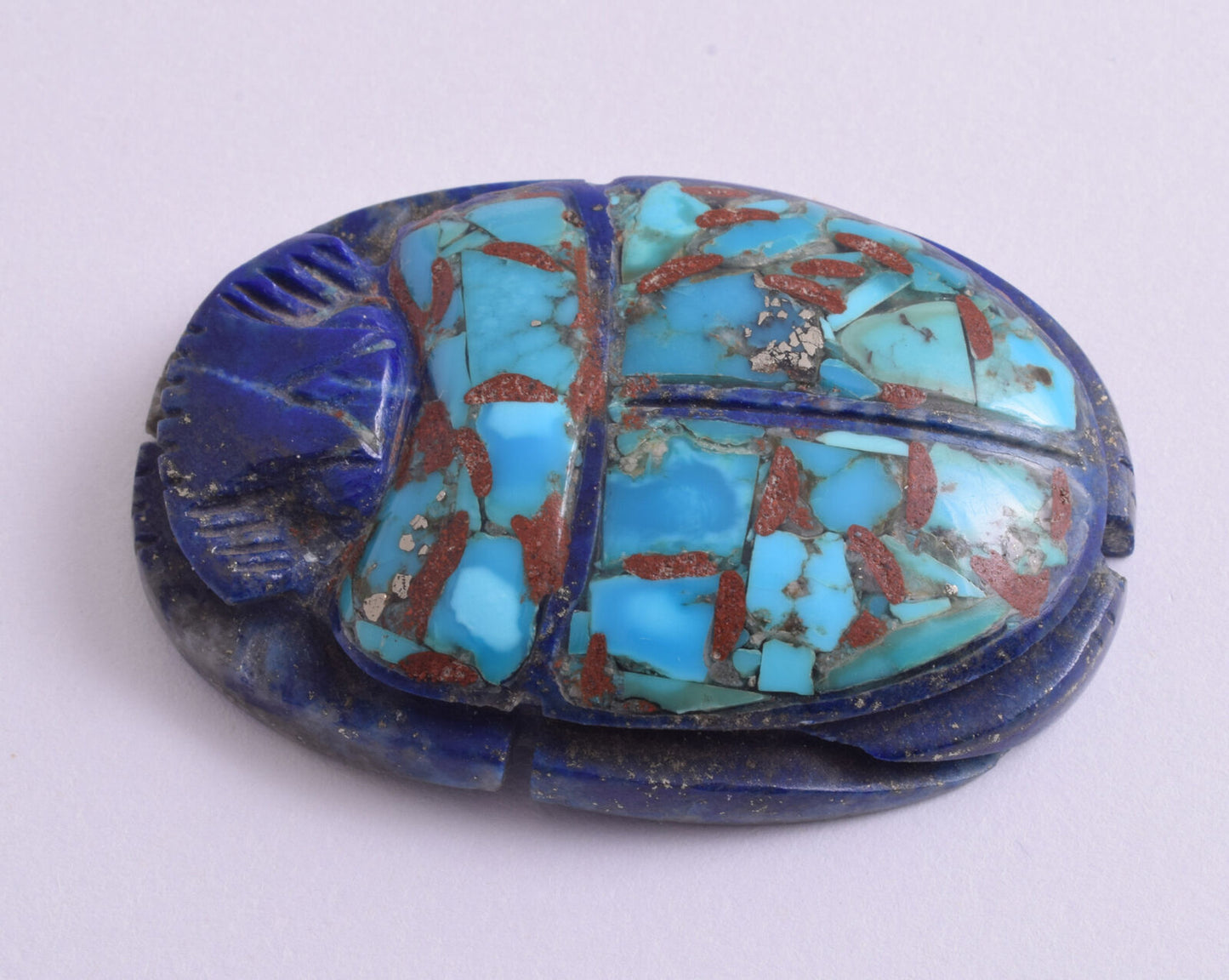 Egyptian Scarab-Carved Egyptian Lapis Lazuli - Turquoise Scarab- 2.4" /  53 gram