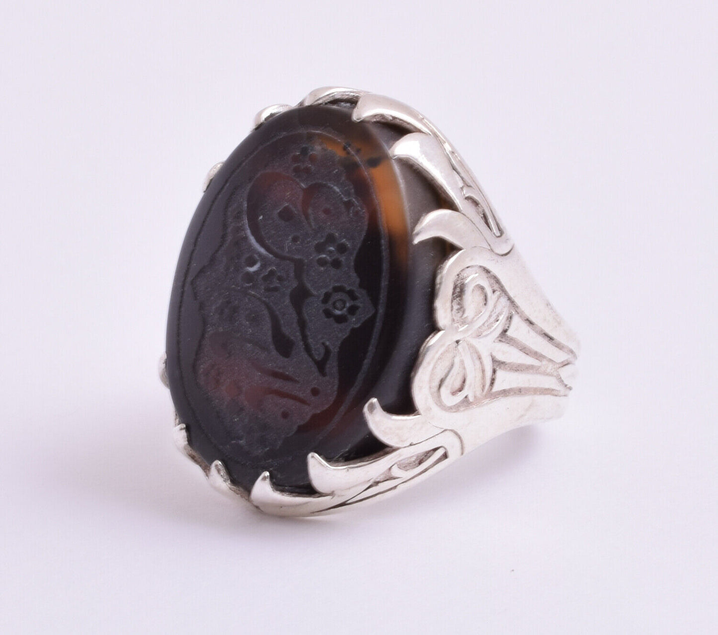 Islamic Yemeni Silver agate aqeeq aqiq men muslim ring -yemen عقيق