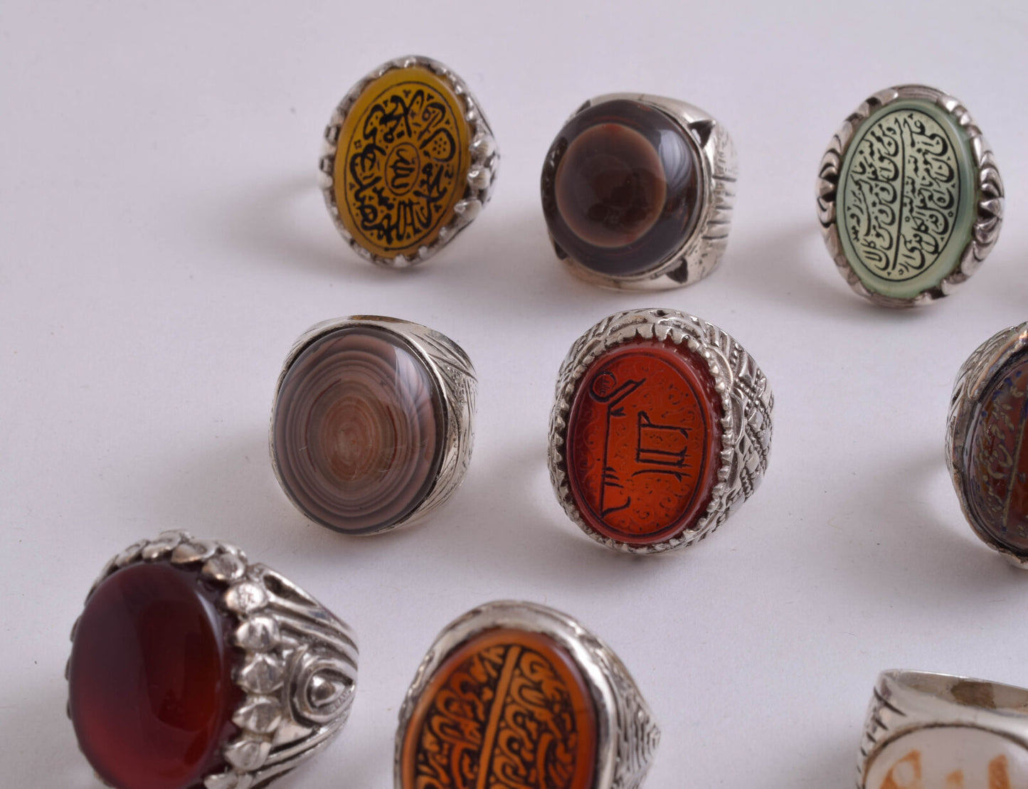 20 Islamic rings collection, Koran, Quran, Yemen agate men rings-Wholesale Lot