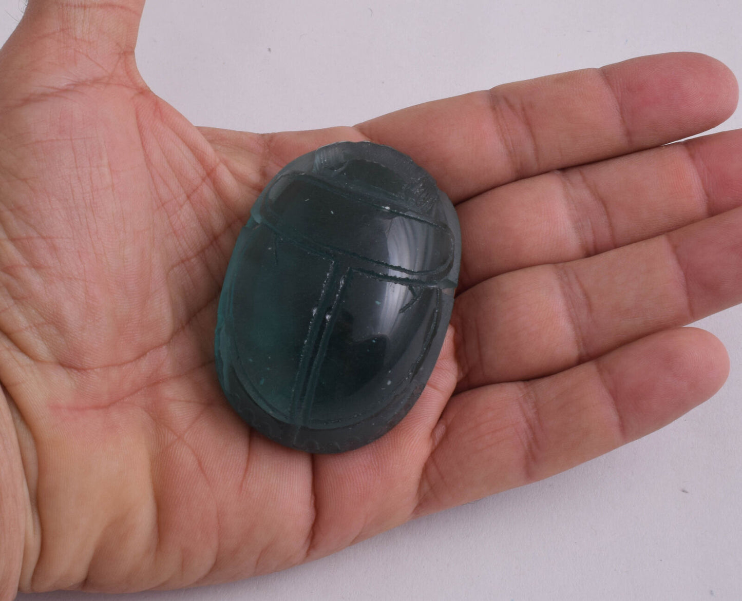 Obsidian Glass Egyptian Scarab, Volcanic Glass-Lava- Handcarved 117 gram