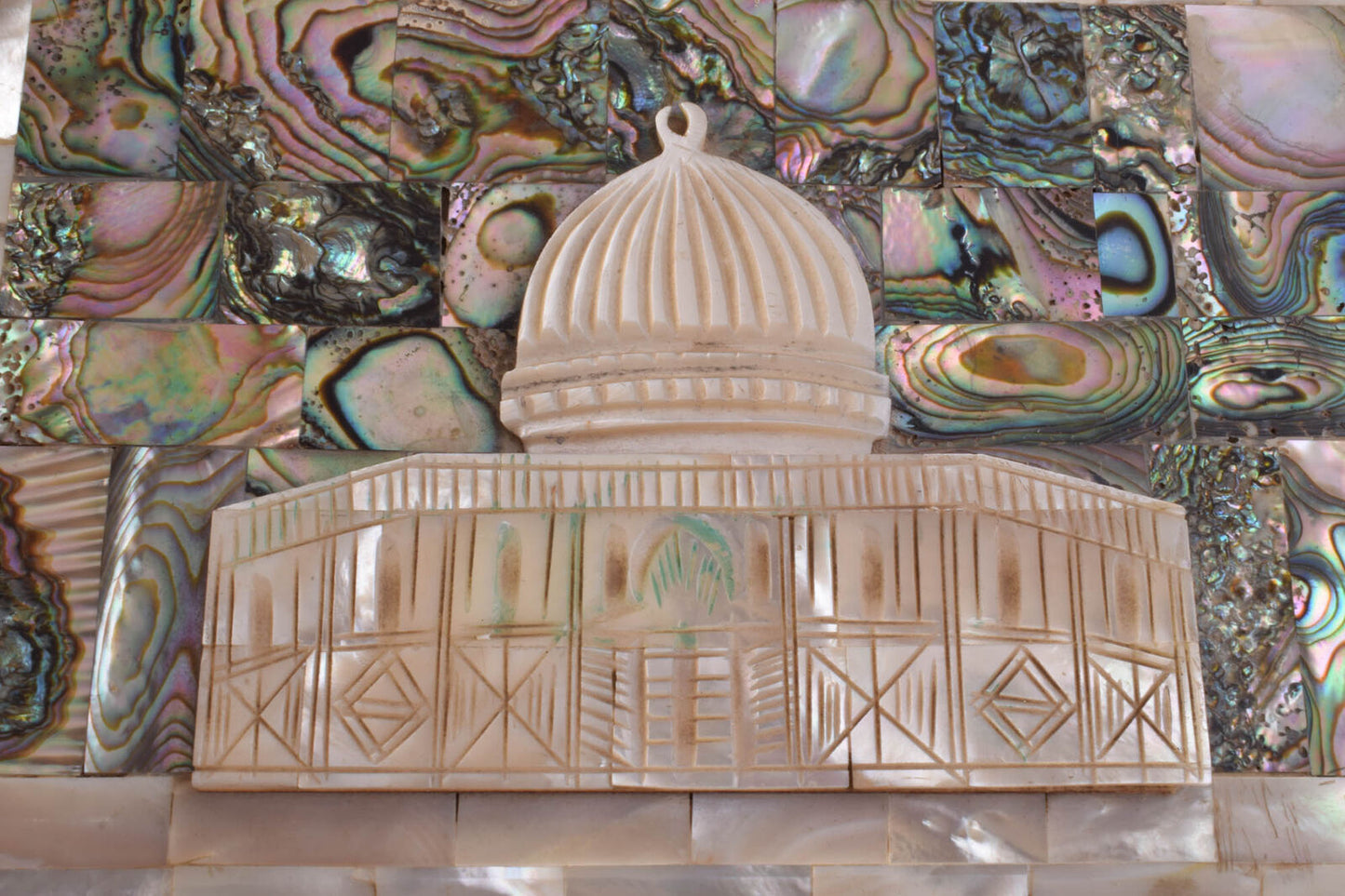 Vintage Islamic Quran Koran Box-Dome of the Rock- Mother of Pearl-Carved-Inlays