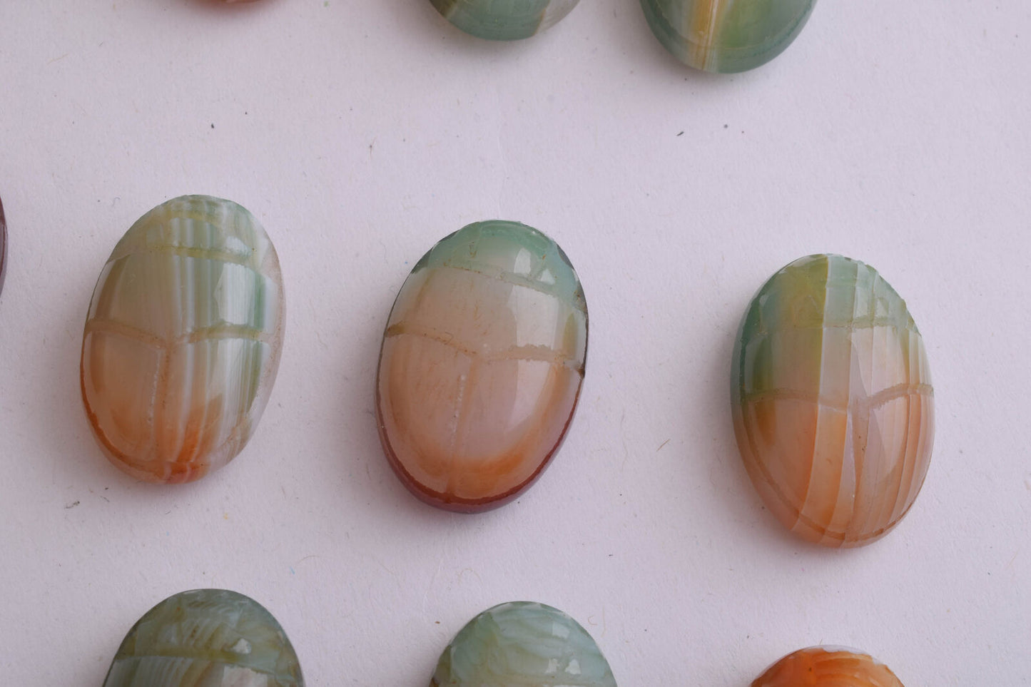 21 Egyptian Scarab-Hand Carved Egyptian Agate Scarab-Revival stone amulet