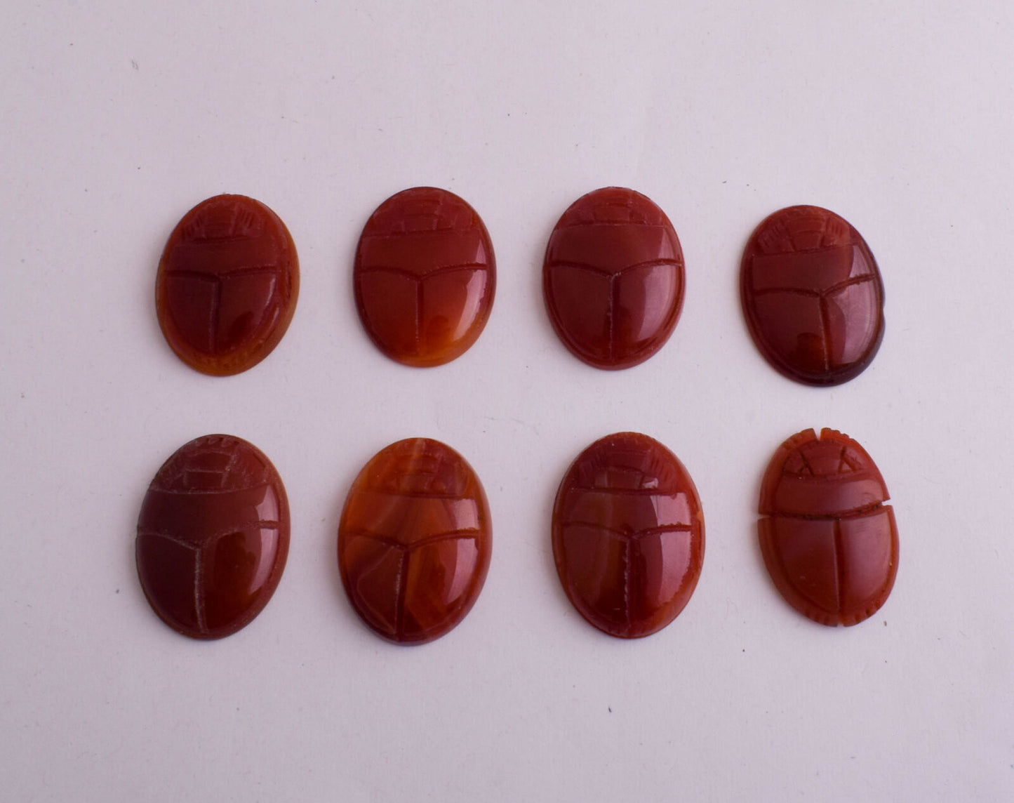 8 Egyptian Scarab-Hand Carved Egyptian Agate Scarab-Revival stone amulet