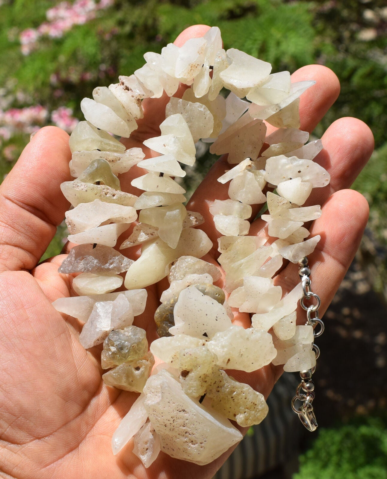 Libyan Desert glass Necklace, rough desert glass from asteroid impact-183 grams