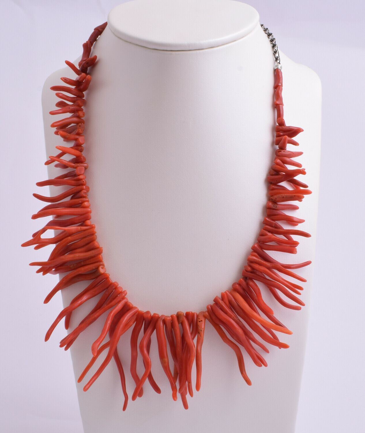 Natural Red Coral Necklace-untreated Italian branch Red coral-80 gram