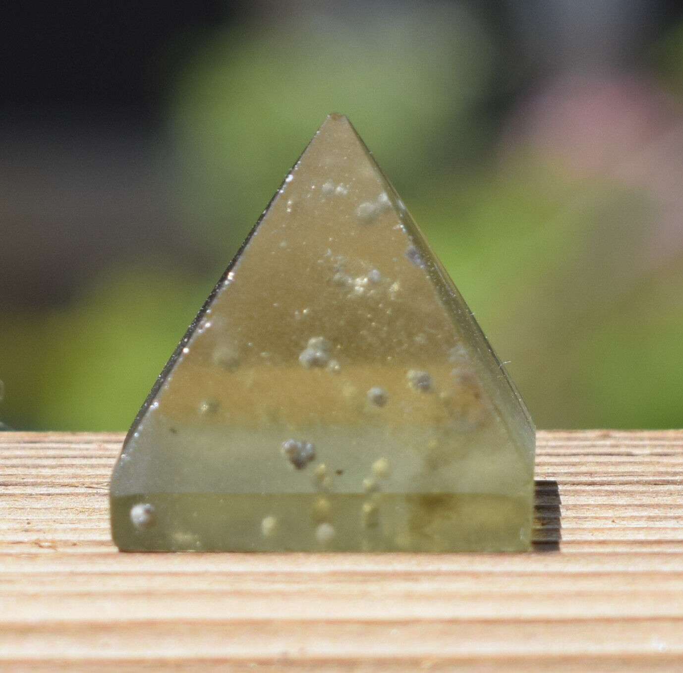 Libyan Desert Glass Pyramid-38 ct-Meteorite Tektite-asteroid impact- 0.8" Height