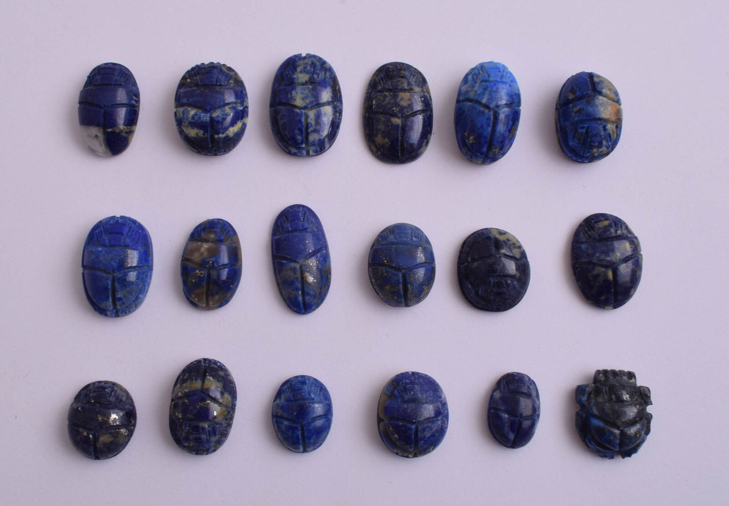 18 Egyptian Scarab-Hand Carved Egyptian lapis Lazuli Scarab-Revival stone