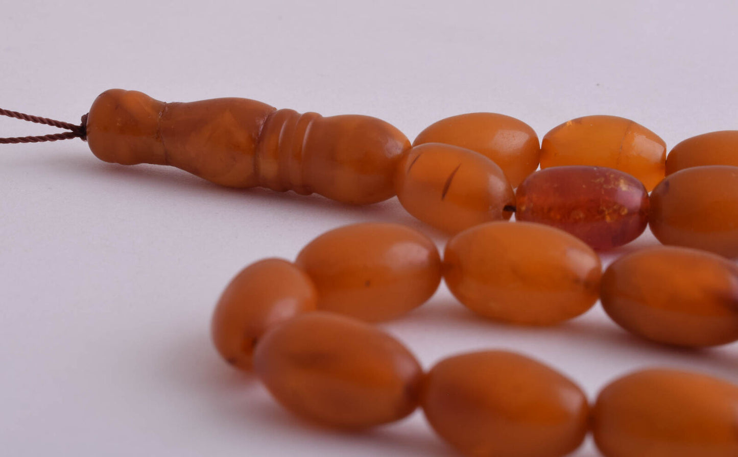 Antique natural butterscotch Amber kahraman Prayer Beads-Bernstein