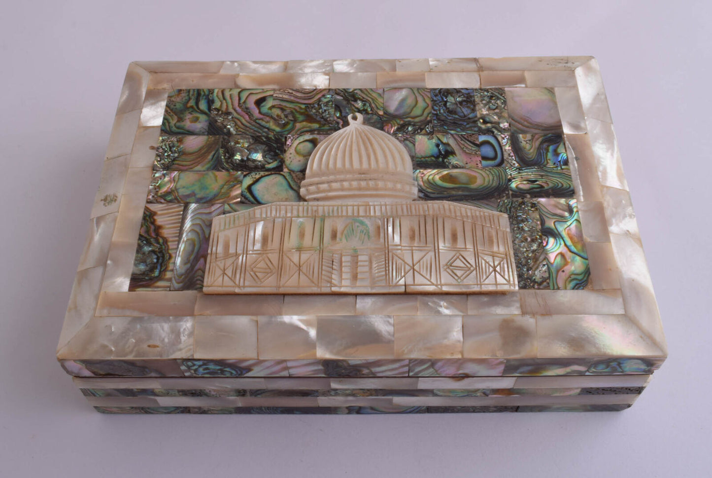 Vintage Islamic Quran Koran Box-Dome of the Rock- Mother of Pearl-Carved-Inlays