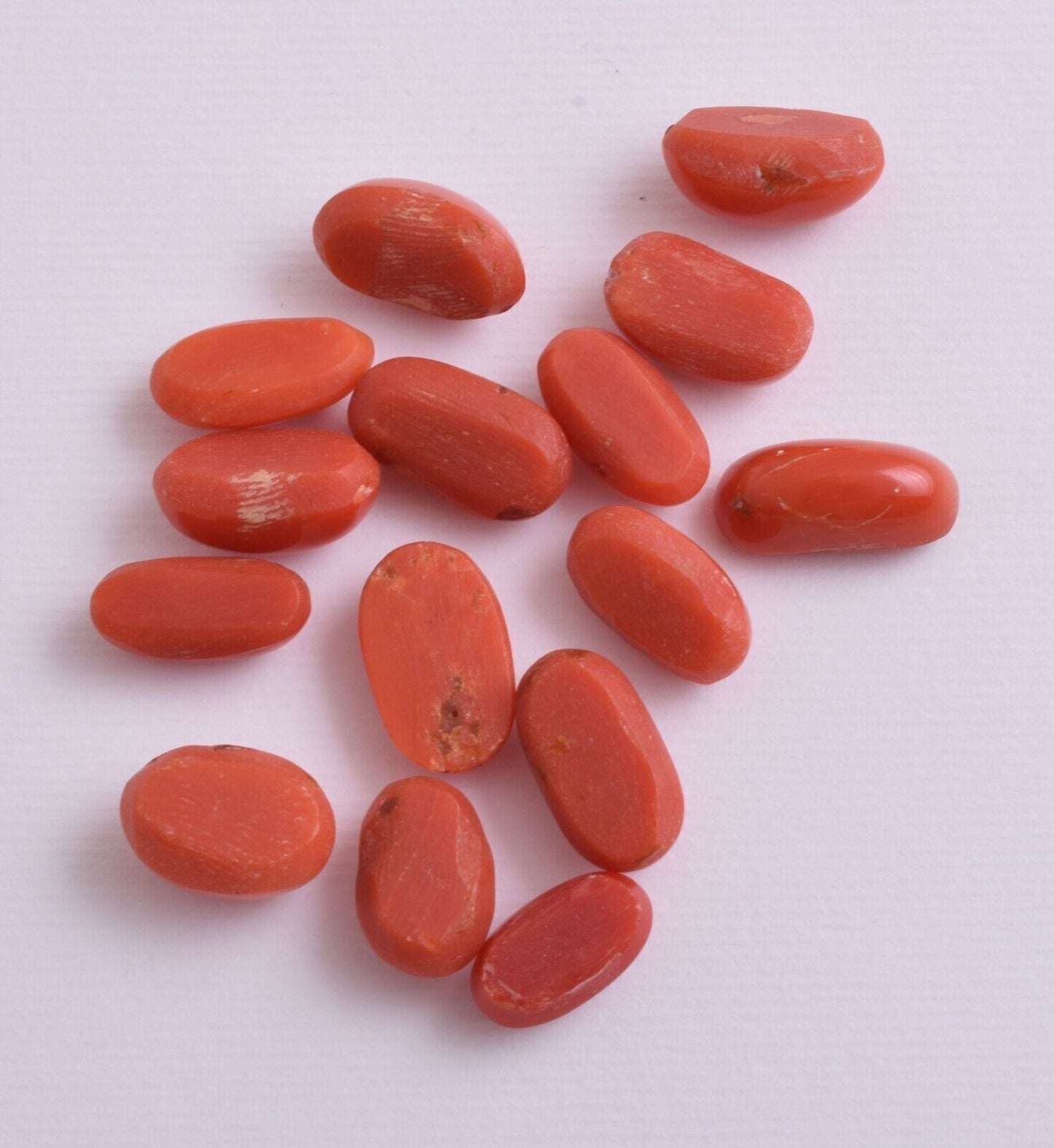 Natural Red Coral Cabochon Cab-15Pcs untreated Mediterranean Red Coral-53 Carats